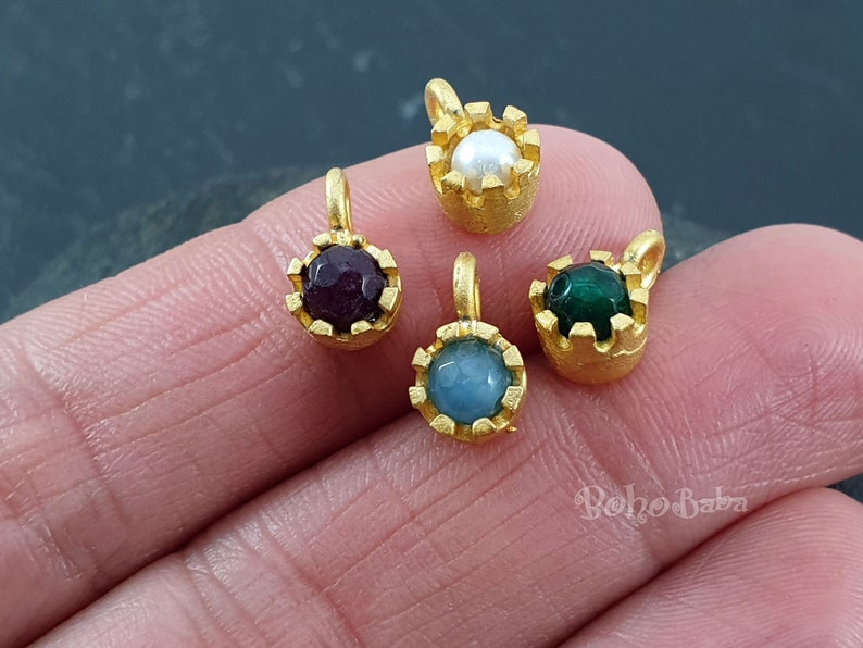 Gold Drop Charm, Mini Gemstone Birthstone Charm, Birthstone Necklace Findings, Birthstone Jewelry image 5