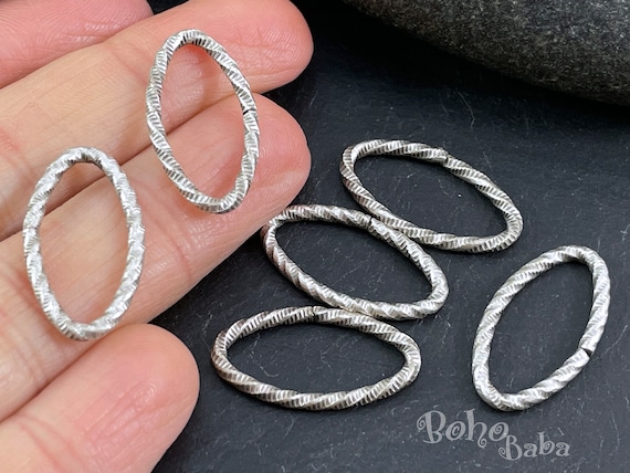 Large Silver Jump Rings, Oval Jump Rings, Large Open Ring, Twisted Hoop  Rings, Oval Silver Hoop, Loop Connector, 6 Pc