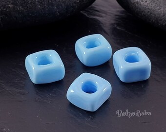 Perles de verre bleu ciel, perles de cube de verre, perles carrées, perles de collier, perles pendentif en verre, perles de lampe turques, perles de verre faites à la main