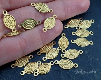Brass Oval Connectors, Brass Sun Connectors, Earring Findings, Earring Charms, Oval Connectors, Geometric Jewelry, Raw Brass Connector, 50Pc