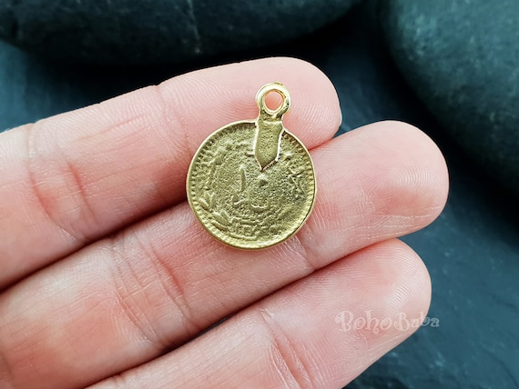 Gold Coin Charms Turkish Coin Charms Tribal Coin Pendants Coin