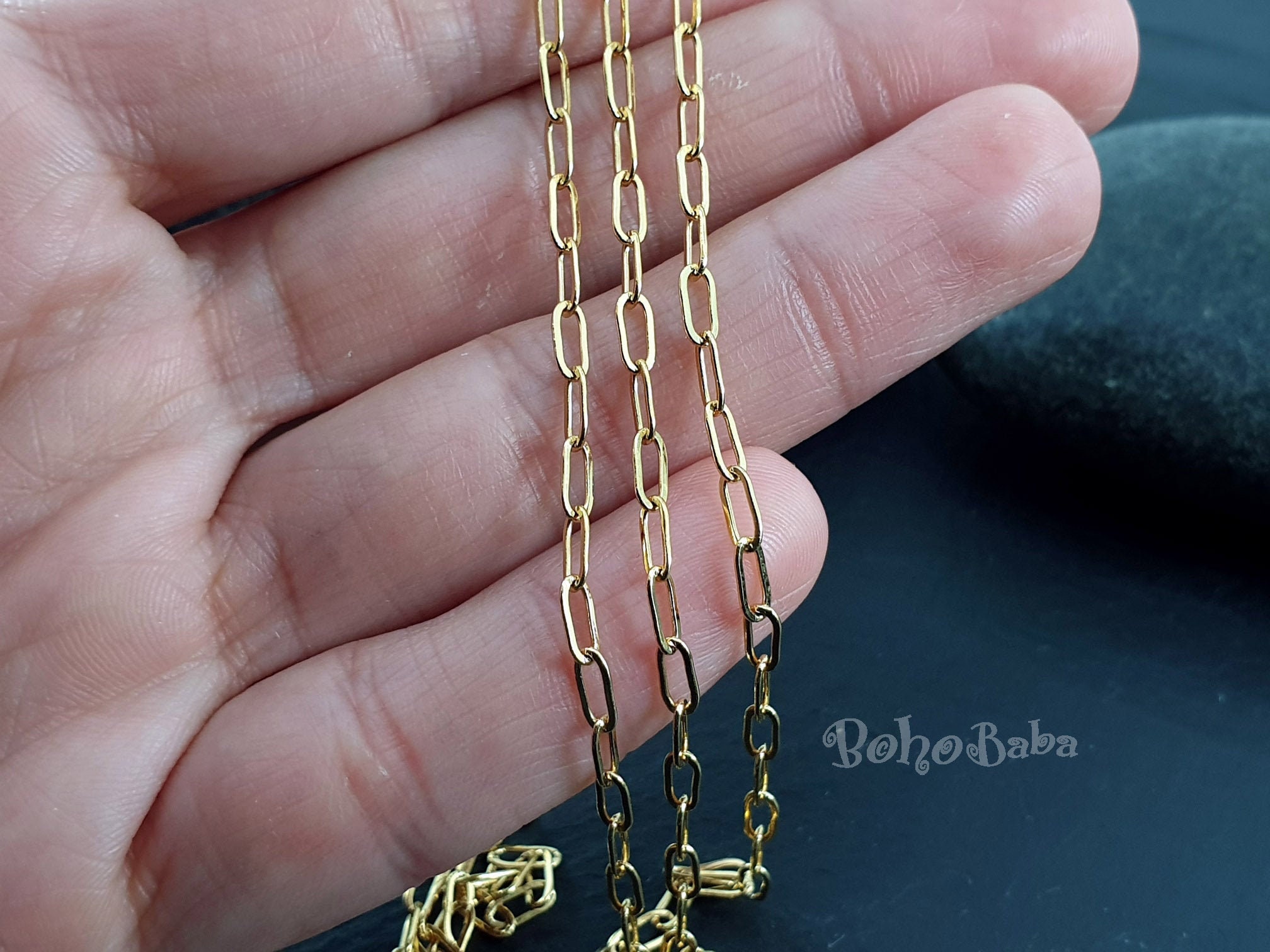 Gold Paperclip Chain Dainty Oval Link Chain Shiny Gold - Etsy 日本