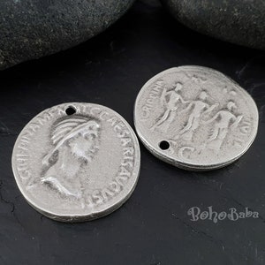 Greek Coin Pendant, Large Coin Pendant, Silver Coin Pendant, Silver Greek Coin Pendant, Coin Pendant, Greek Medallion, Medallion Necklace