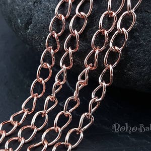 Chaîne en or rose, 1 mètre, chaîne plaquée or, Maillons dessoudés, Or rose, Chaîne en or, Chaîne de collier, Fournitures pour bijoux, En vrac, Gourmette