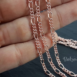 Chaîne en or rose, 1 mètre, chaîne plaquée or, Maillons dessoudés, Or rose, Chaîne en or, Chaîne de collier, Fournitures pour bijoux, En vrac, Gourmette