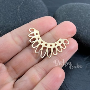 Gold Sun Charm, Multi Loop Connector, Shiny Gold Plated Brass Sunshine Charm, Flower Charms, Sun Earring Charms, Laser Cut Findings, MLGP120