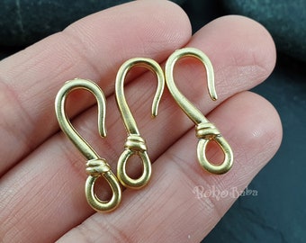 Vintage 14K Solid Yellow Gold Fish Hook Clasp 13mm by 6mm 1/2 by 1