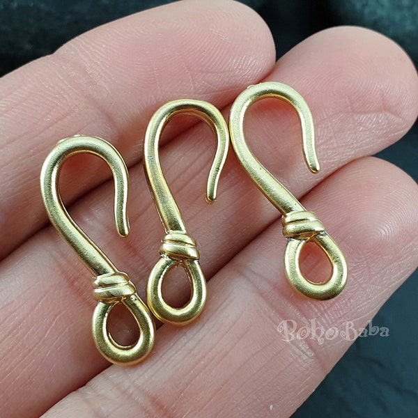 Gold Necklace Clasps, Gold Hook Clasp, Bracelet Findings, Gold Plated Toggle, Fish Hook Clasp, Nautical Bracelet, Jewelry Findings, 5Pc