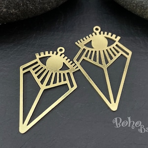 Brass Eye Charm, Raw Brass Evil Eye Charm, Diamond Eye Earring Charms, Laser Cut Findings, MLRB38