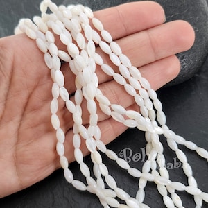 Mother of Pearl Beads, Natural Freshwater MOP Rice Beads