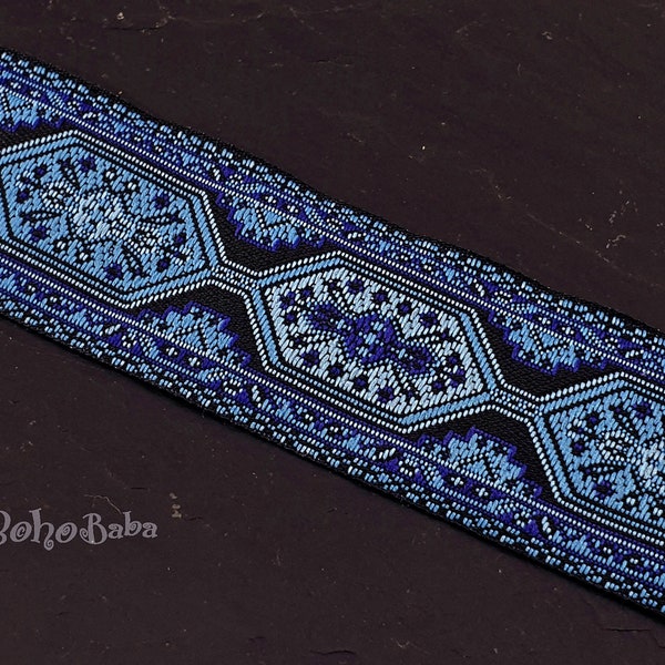 Jacquard Ribbon, Jacquard Trim, Embroidered Woven Ribbon, Wide Trim, 32mm Wide, Ethnic Ribbon, Tribal Pattern Ribbon, 1 Meter - 1.09 Yards