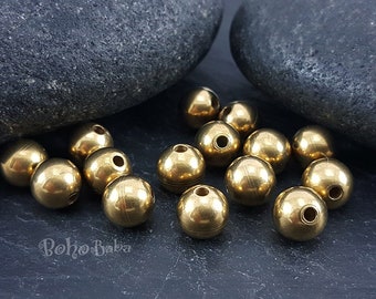 Solid Brass Ball Beads, 8mm Raw Brass, Ball Spacer Beads, Raw Brass Balls, Brass Findings, Brass spacers, 10 Pc