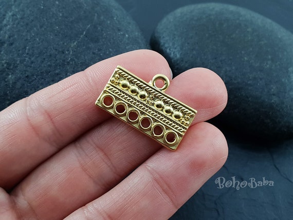 Multi Strand Rectangle Connector, Gold Necklace Connector, Multiple Loop  Tribal Earring Charms, Gold Jewelry Findings, Chandelier Earrings 