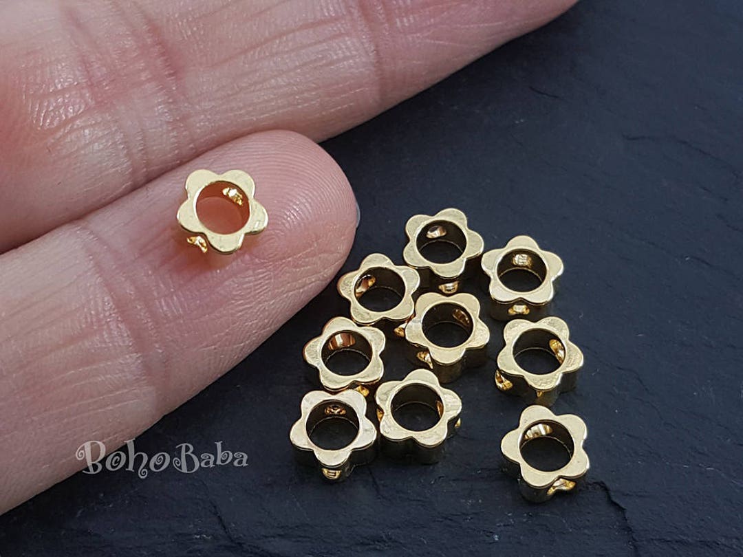 Gold Plated Flower Spacer Beads Gold Jewelry Beads 10pc Etsy UK