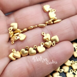 Tiny Gold Heart Charms, Mini Heart Charms, Gold Heart Jewelry, 25 Pc