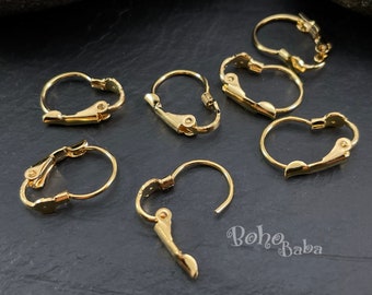 Ganchos para pendientes chapados en oro, pendientes con cierre de palanca dorado, piezas para pendientes, alambres para pendientes con cierre de palanca