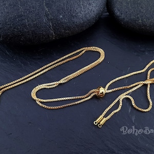 Adjustable Necklace Blank, Gold Chain Necklace, Gold Box Chain Slider Necklace, Slider Necklace Blank, Chain Necklace Blank, Chain Connector