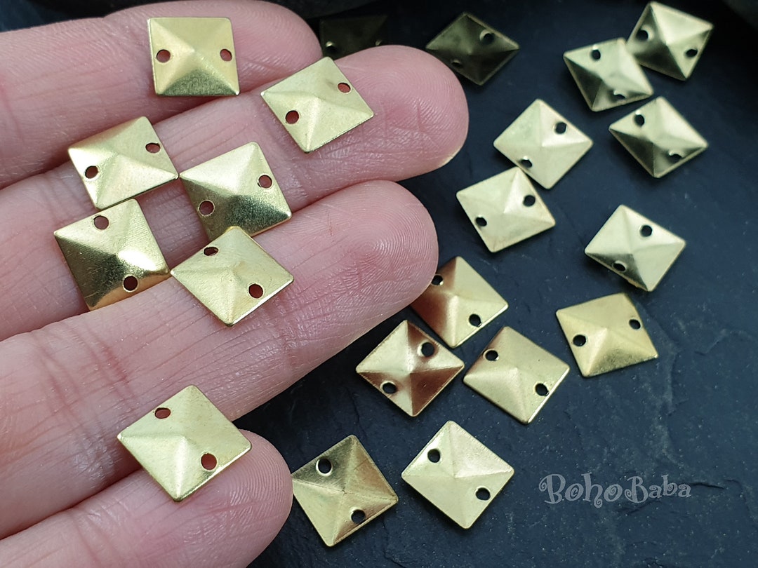 Square Connector Rings Tiny Square Connectors, Raw Brass Square Connectors, Brass Findings ...