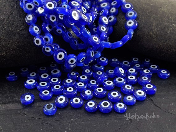 6mm Round Evil Eye Beads, Dark Blue (15 Strand)