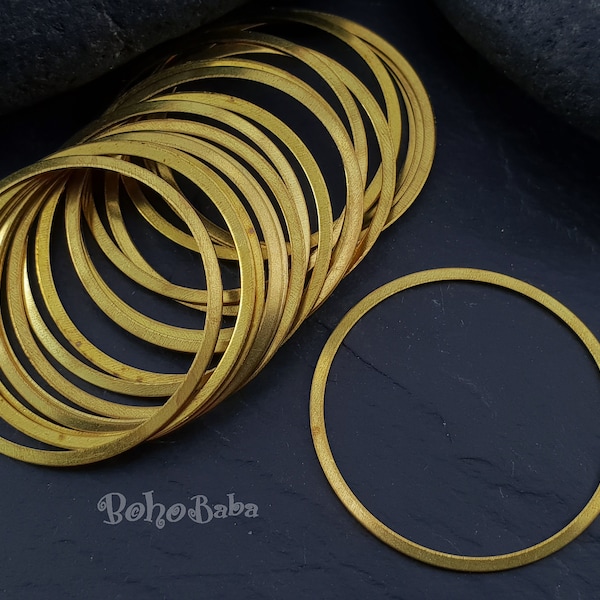 Circle Connectors, Raw Brass Circle Connectors, Round Loop Charms, Raw Brass Hoop Charms, Closed Loop Rings, Metal Link Connector, 20 Pc