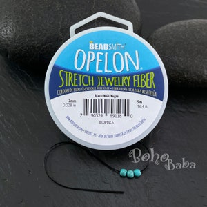 Opelon Stretch Bracelet Beading Cord, Opelon Black Elastic Bead Cord, 0.7mm, 5 Meters