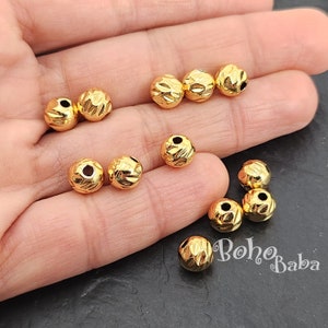 Shiny Gold Plated 7mm Melon Ball Spacer Beads, 6pc