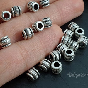 Silver Spacer Beads, Round Beads, Silver Plated Beads, Tube Beads, Jewelry Spacers, Bead Spacers, Spacer Beads, Barrel Spacer Beads, 15 Pc