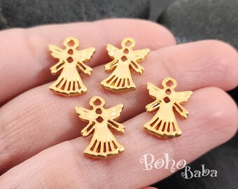 Mat vergulde engelenbedels, mini-engelvondsten, 4 stuks