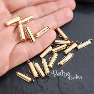 Tubos deslizantes Miyuki chapados en oro, clips deslizantes Miyuki de 15 mm, conectores de tubos para tejido de cuentas de semillas, cierres de cadena de bolas, 8 piezas