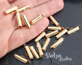 Tubos deslizantes Miyuki chapados en oro, clips deslizantes Miyuki de 15 mm, conectores de tubos para tejido de cuentas de semillas, cierres de cadena de bolas, 8 piezas