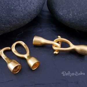 Cord End Clasps, Gold Toggle Clasp, Gold Bracelet Clasp, Necklace Clasp, 1 Set