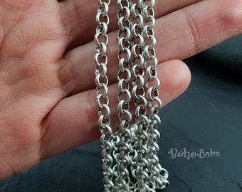 Silver Chain, Silver Plated Chain, Unsoldered Link, Necklace Chain, Bracelet Chain, Belcher Chain, Silver Rolo Chain, 5mm Rolo Chain