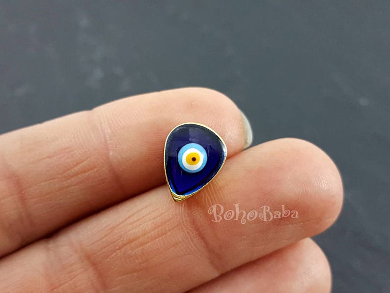 Evil Eye Spacer Beads Evil Eye Bracelet Oval Evil Eye Evil Eye Charms Mini Evil Eye Teardrop Evil Eye 2 pc Evil Eye Slider Beads