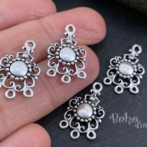 Multi Strand Connectors, Mini Silver Earrings, Chandelier Earrings, Multi Loop Connectors, Mini Connectors, Multi Strand Components, 4pc