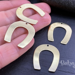 U Shape Brass Charms, U Earring Charms, U Shaped Pendants, Raw Brass Findings, 6 Pc