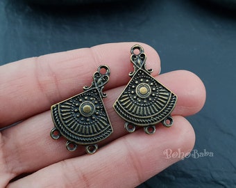 Connecteurs tribaux multibrins en bronze, Boucles d'oreilles à breloques pour lustre, Accessoires de bijoux bohèmes, 2 pièces