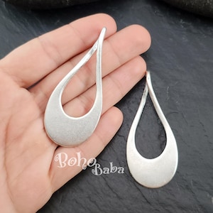 Twisted Oval Hoop Pendant, Large Silver Hoop Pendant, Closed Loop Connector, Oval Connector, Silver Loop Pendant, 1Pc