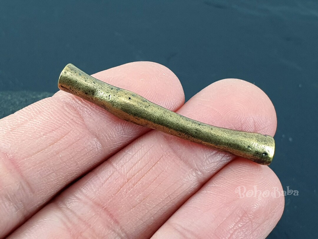 Bronze Curve Bead, Bronze Bar Connector, Bronze Tube Spacer, Curve Tube