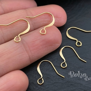 Ganci per orecchini placcati in oro, fili per orecchini in oro, basi per orecchini in oro