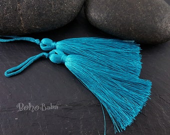 Cerulean Blue Tassel, Silk Tassel, Thread Tassel, Tassel Findings, Tassel Necklace, Jewelry Supplies, Tassel Jewelry, 2pc