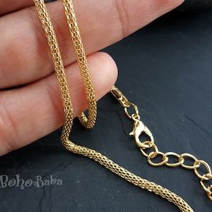 Matte Gold Plated Mesh Snake Chain with Lobster Clasp, Finished Necklace, Necklace Supplies, Ready To Wear Necklace