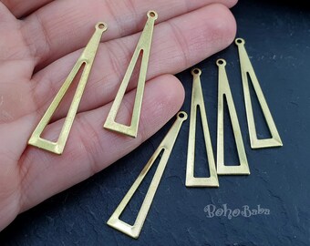 Brass Triangle Pendant, Brass Triangle Charms, Raw Brass Charms, Triangle Connectors, Brass Jewelry, Earring Findings, Earring Charms, 10 Pc