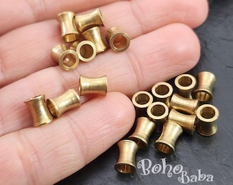 Raw Brass Tube Beads, Brass Jewelry Spacer Findings, 10 Pc