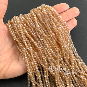 3mm Faceted Crystal Rondelle Bead Strands, Transparent Beige AB Crystal Beads