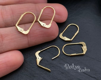 Ganchos para aretes chapados en oro, aretes de palanca de oro, espacios en blanco para aretes, alambres de oreja de palanca trasera