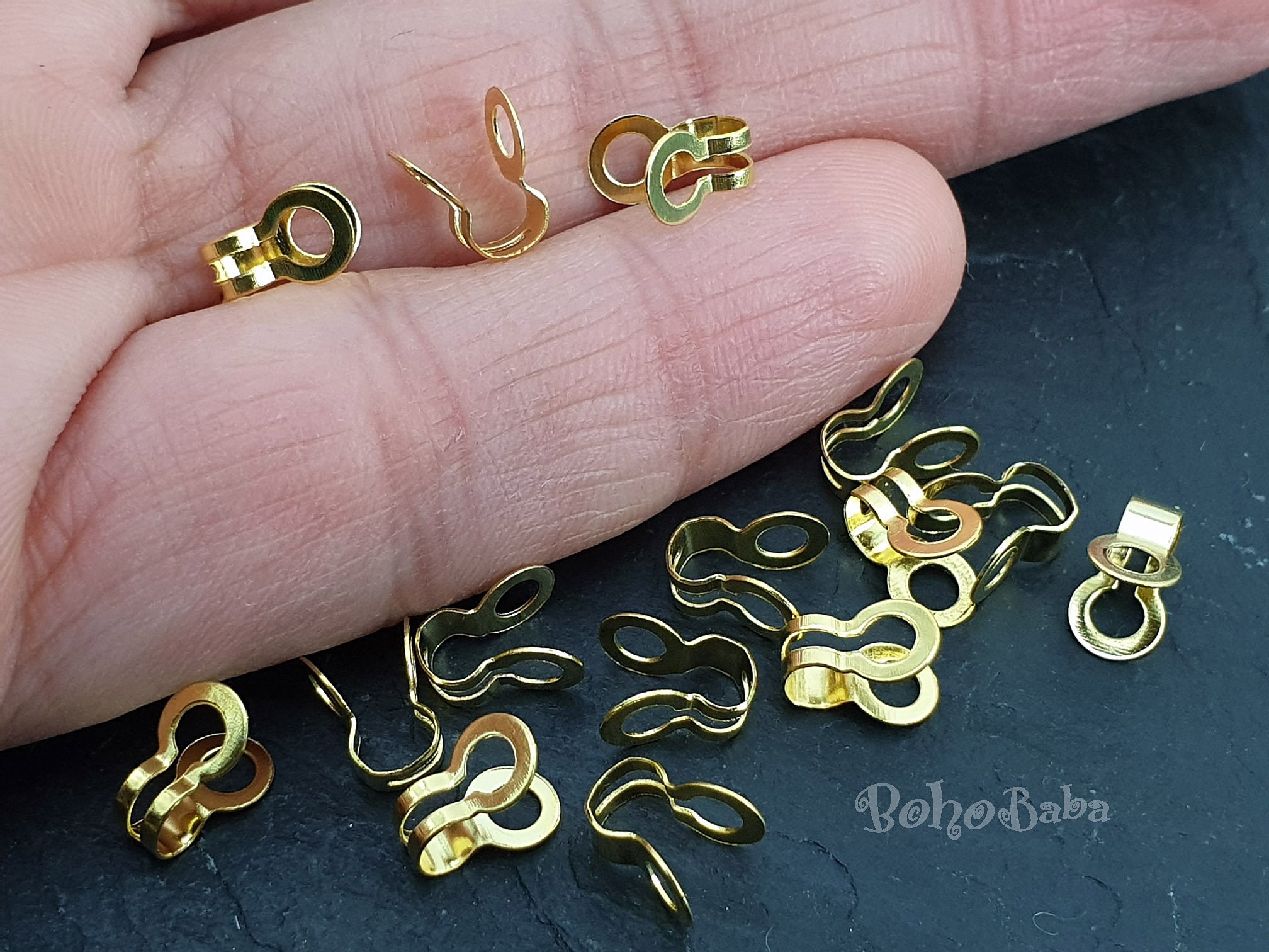 Fold Over Ball Chain Clasps Knot Crimps Gold Plated Crimps Etsy