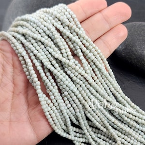 3mm Round Glass Bead Strands, Pale Gray Czech Beads