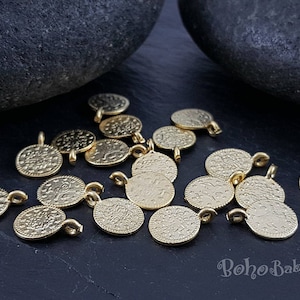 Mini ciondoli per monete, monete d'oro, gioielli turchi, monete rustiche, ciondoli per monete, risultati di monete, ciondoli per monete, ciondoli per monete ottomane, 15 pezzi immagine 4