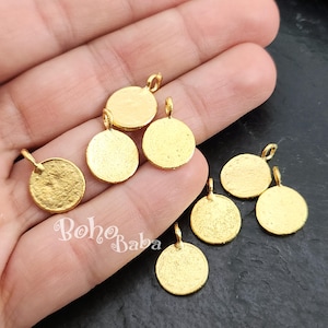 Dijes de monedas de oro, minidijes de monedas, monedas de oro, joyería turca, monedas rústicas, colgantes de monedas, accesorios para monedas, dijes de monedas, 4 piezas