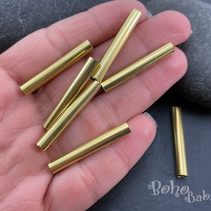 Große Röhrenperlen, Zwischenröhren, (5x32mm), Rohmessingröhren, Glatte Röhrenperle, Röhrenperlenspacer, Schmuckzubehör, Messingzubehör, 10 Stück